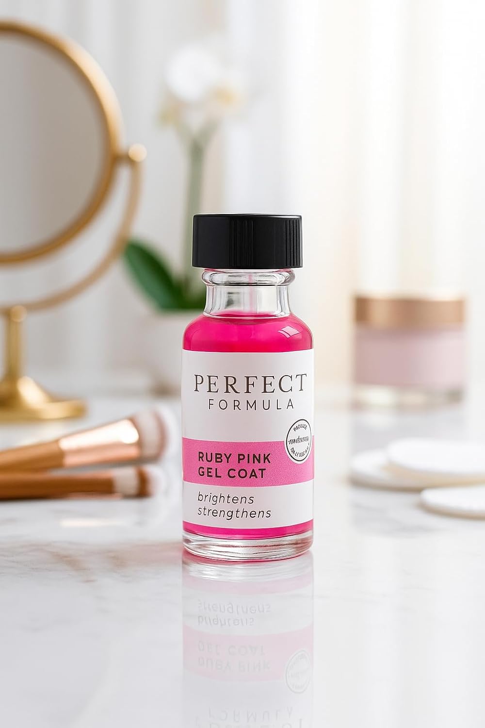 Perfect Formula Ruby Pink Gel Coat - Nail Strengthener, Keratin Nail Treatment, Gemstone Pink Gel