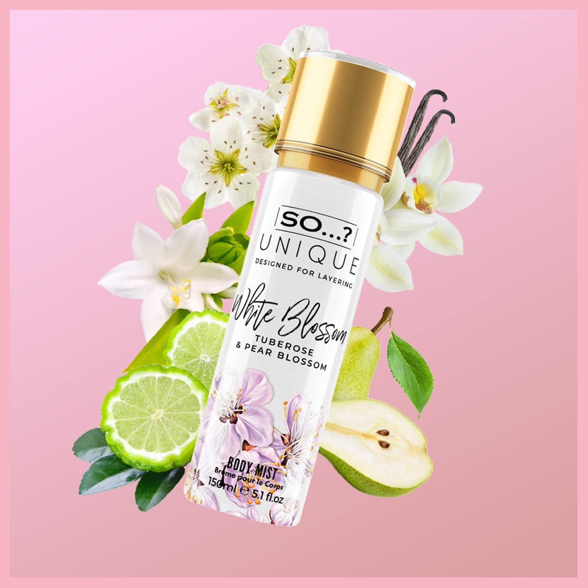 So…? Unique White Blossom Body Mist - Floral Vanilla Perfume for Women - Over 800 Sprays, Lasting 6