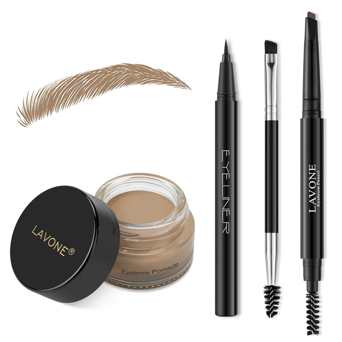 LAVONE Eyebrow Stamp Pencil Kit for Brows, Makeup Brow Stamp Trio Kit with Waterproof Pencil