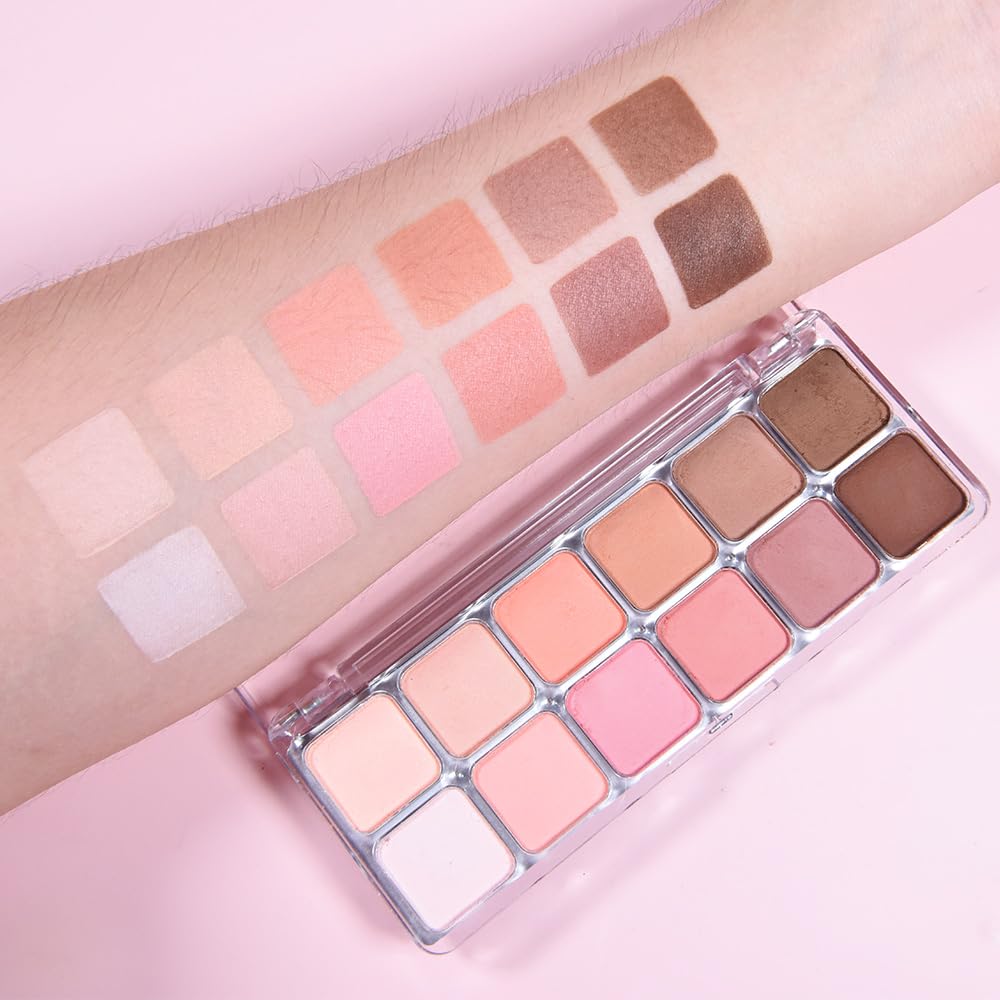 AMY'S DIARY 12 Color Light Pink Brown Eyeshadow Palette, Long-Lasting, and Highly Pigmented eye