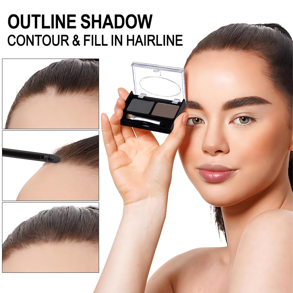 Black Brown Eye Brow Powder Kit for Women, Medium Coffee Dark Gray Eyebrow Powder Palette with