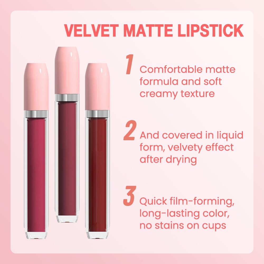 BINGBRUSH Super Matte Longwear No-Budge Stay On Smudge Proof Liquid Lipstick Long Lasting Makeup