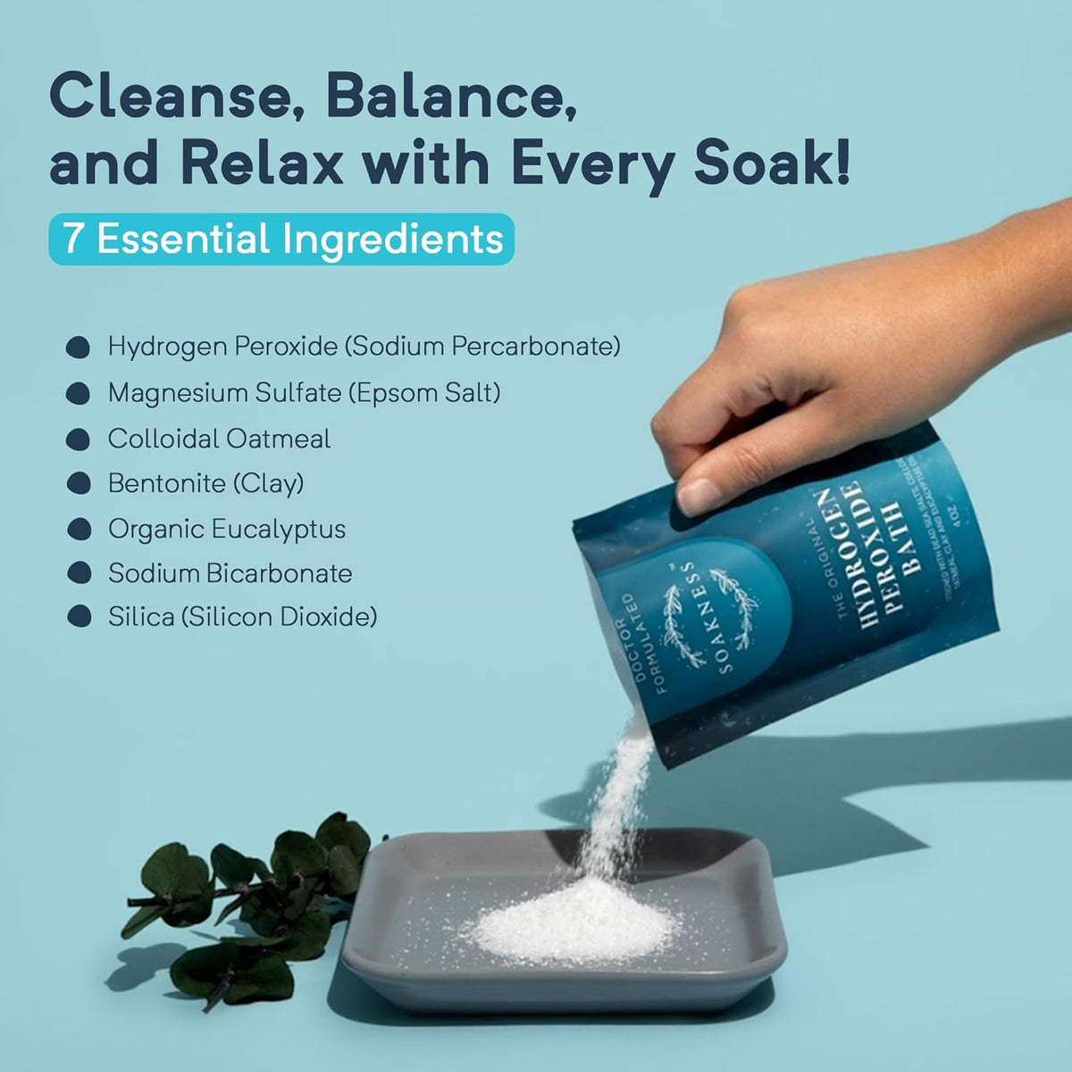 Hydrogen Peroxide Epsom Salt Bath Soak - USA-Made – Patented Bath Salts, Muscle Recovery, & Skin