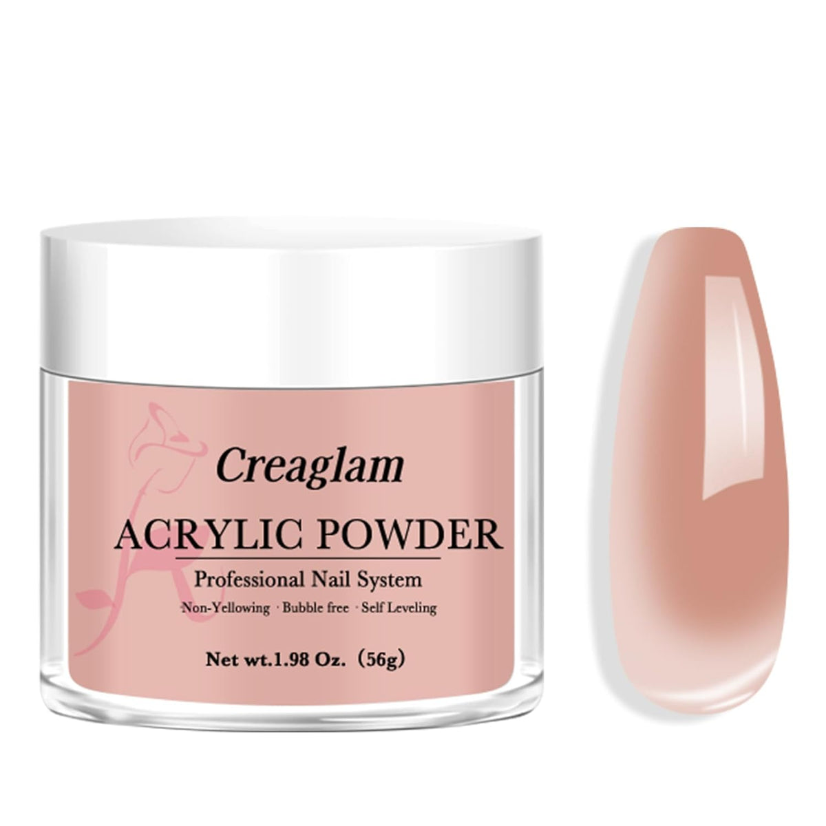 Acrylic Powder for Nail 56g: 2oz Peach Pink Acrylic Powder Large Capacity Professional for 3D Art