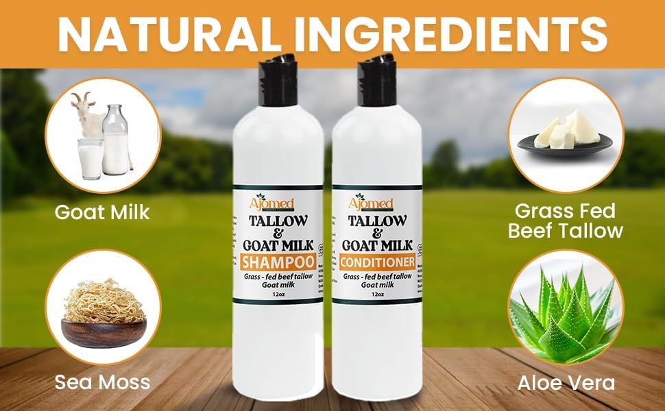 Beef Tallow Conditioner -Unscented Handmade tallow & goat milk conditioner for Damaged hair, all