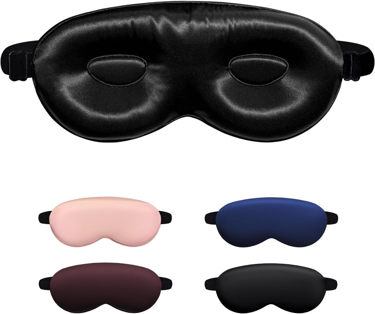 Luxury 22 Momme 100% Mulberry Silk Sleep Mask – 3D Eye Mask with Adjustable Strap, Gentle on Skin