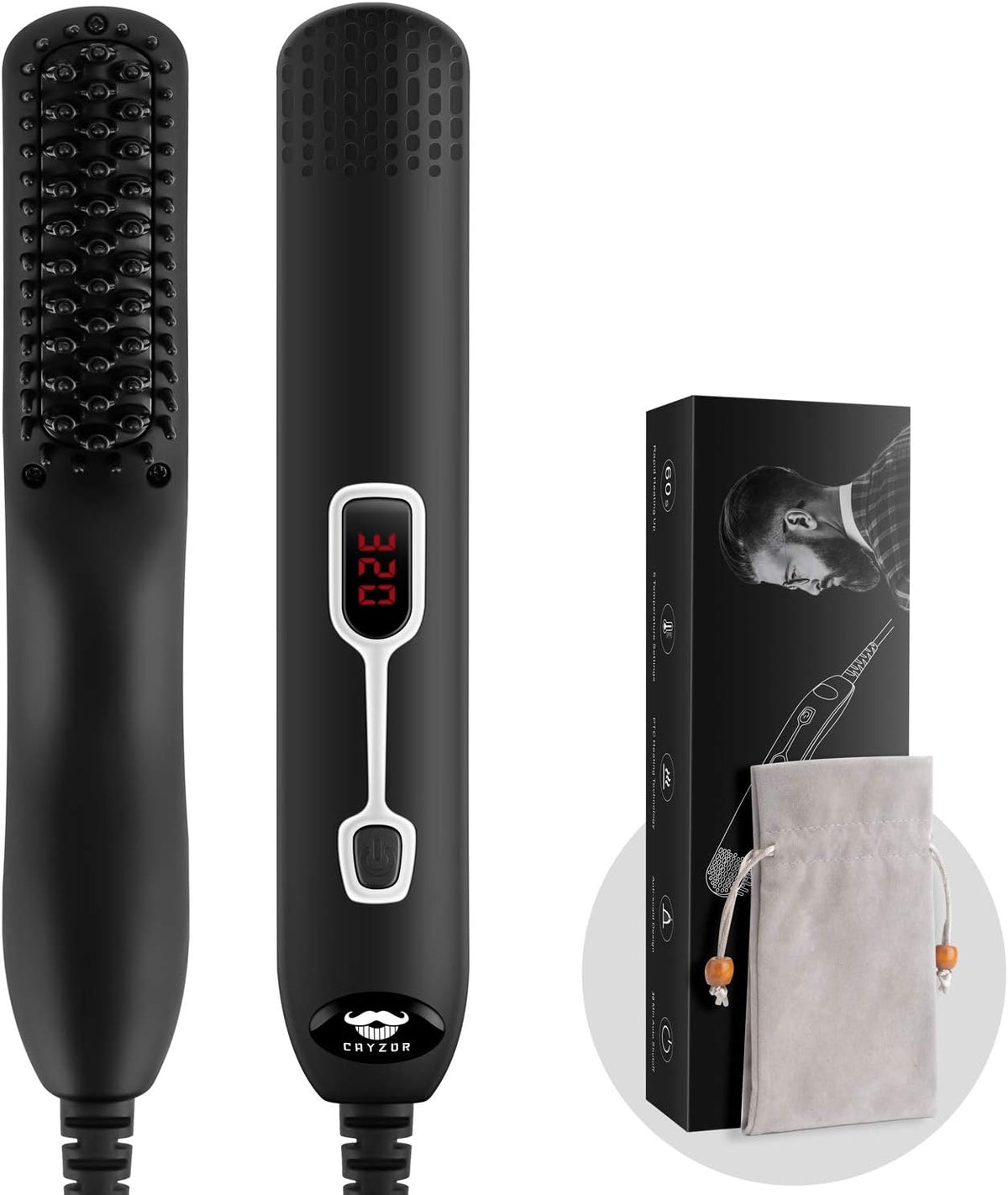 Beard Straightener Comb for Men - Upgraded Professional Electric Mens Beard Straightening Heated