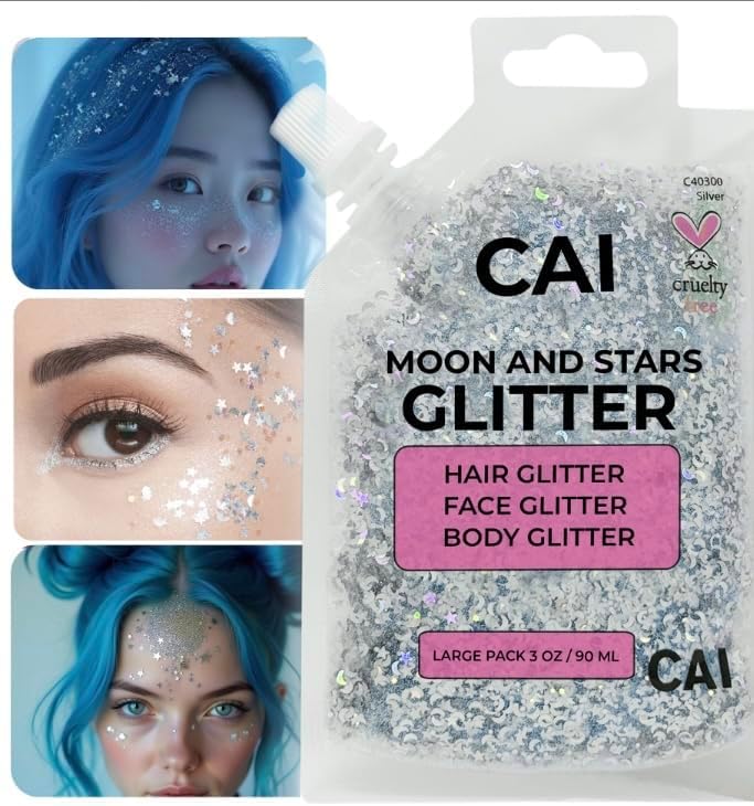 Face, Body & Hair Glitter Gel – Halloween Glitter for Kids and Women – 3 Oz Cosmetic-Grade Gel