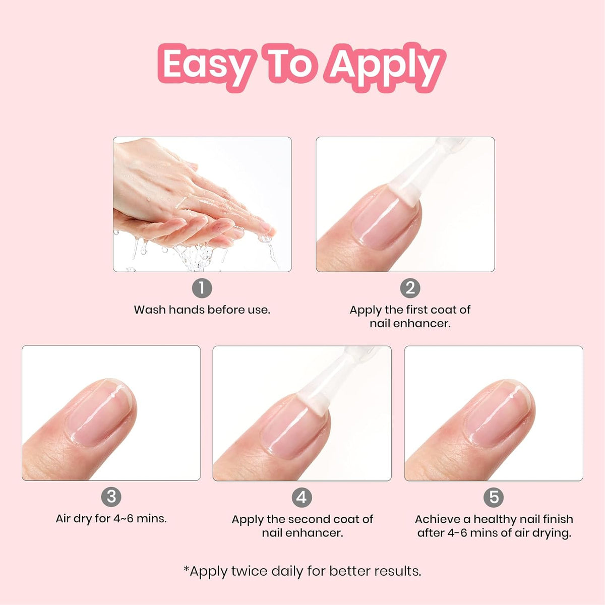 Beetles Nail Strengthener, Air Dry Pink Neutral Nail Polish Strengthener and Growth Nail Growth