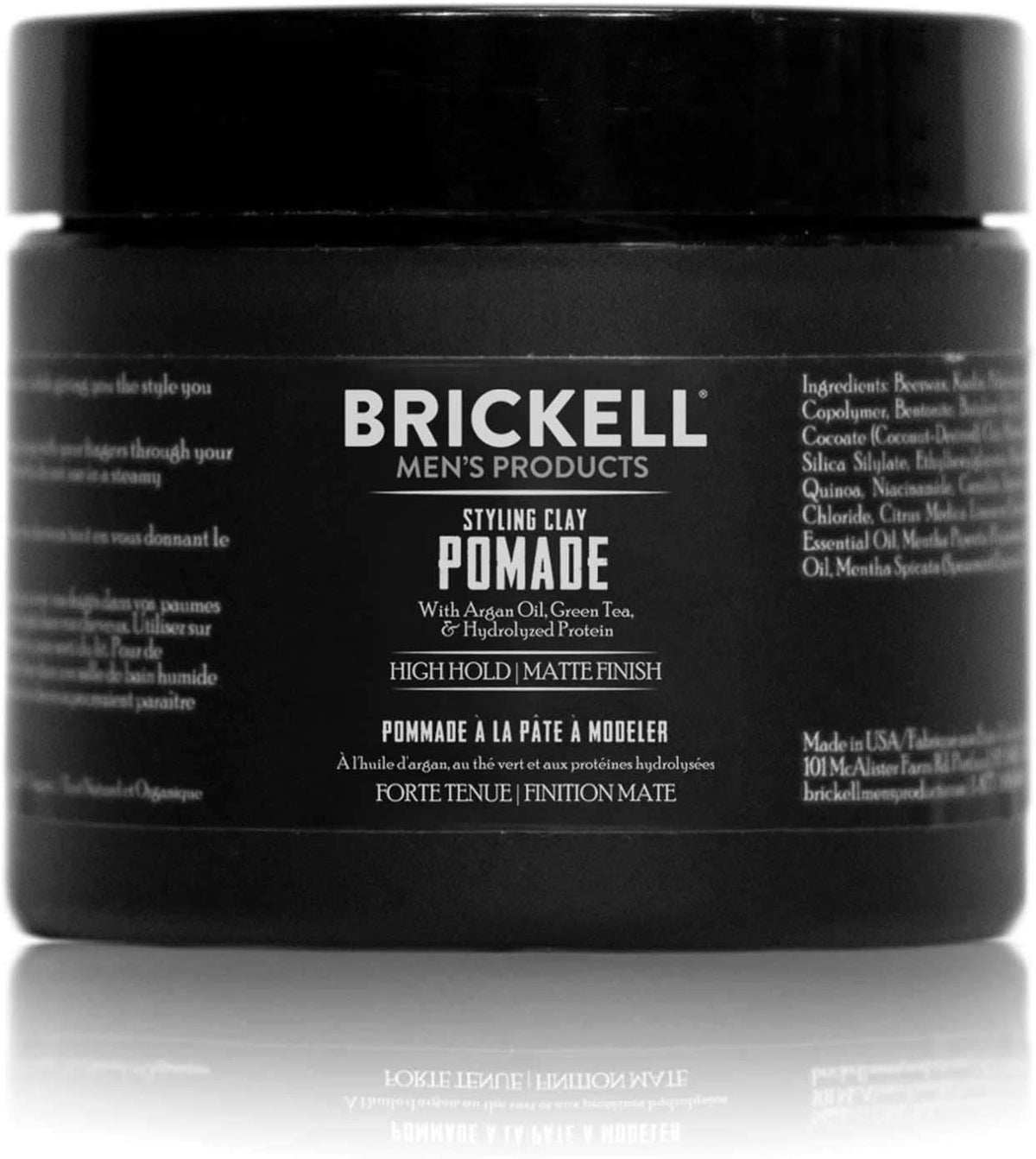 Brickell Men's Products Hair Styling Clay Pomade For Men, Natural & Organic with Strong Hold &
