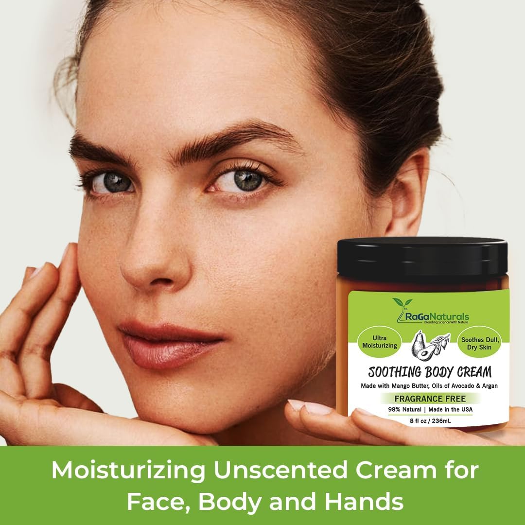 RaGaNaturals Mango Butter Moisturizing Hand & Body Cream for Dry to Very Dry, Sensitive Skin