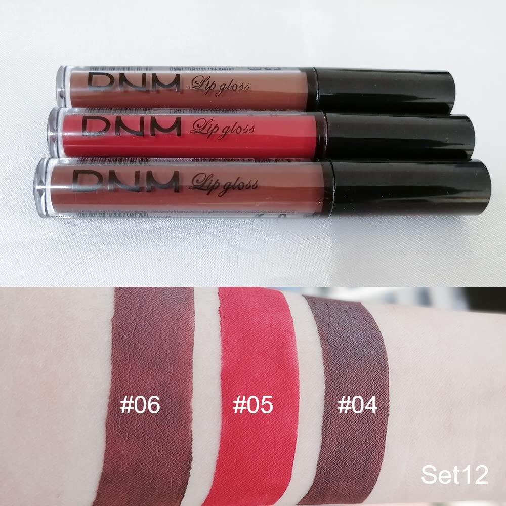 evpct 3Pcs Matte 24-hour Liquid Lipstick Sets, Dark Ruby Brown Red Permanent Stay on Lipstick Lip