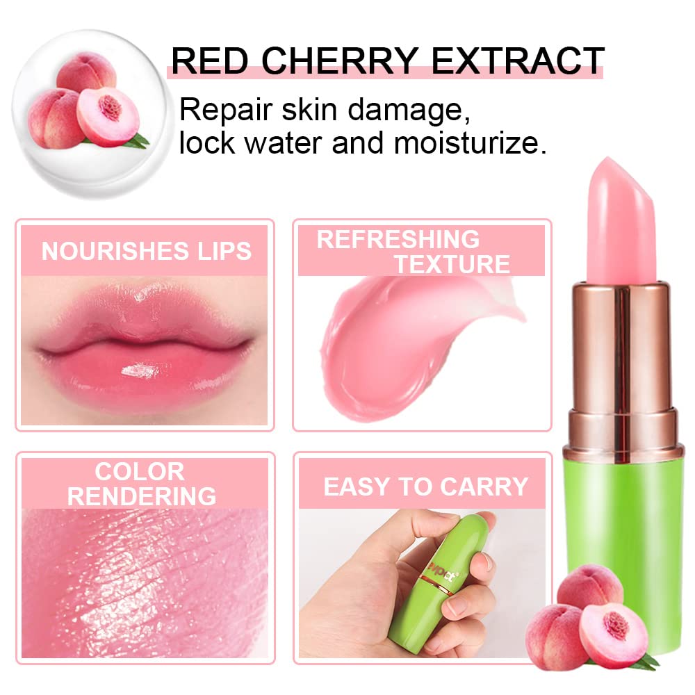 evpct 2Pcs Peach Tinted Lip Balms PH Lip Color Changing Lipstick Balm Stains Set Queen for Women