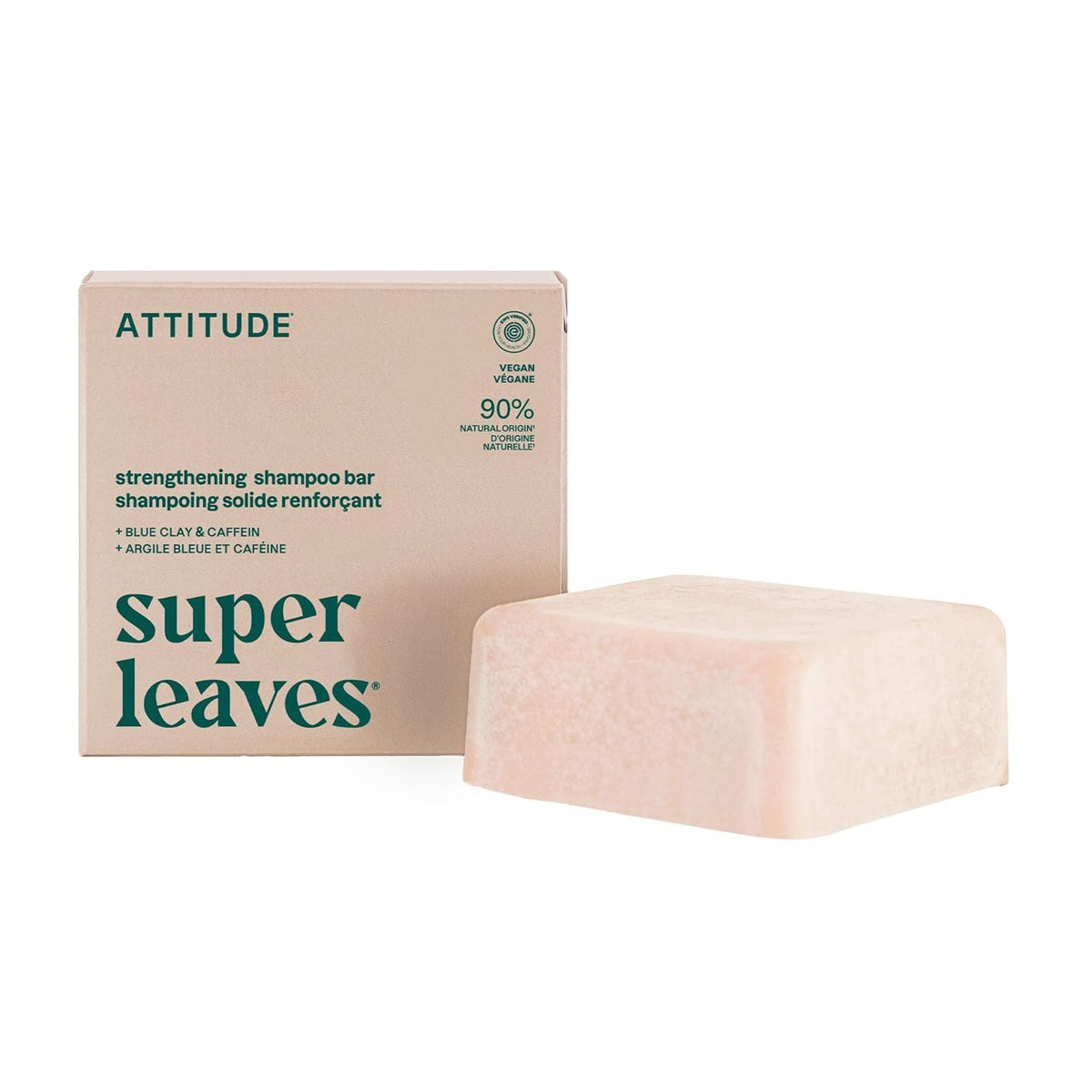 ATTITUDE Strengthening Shampoo Bar, Natural Origin, for Hair Repair & Breakage, Blue Clay &