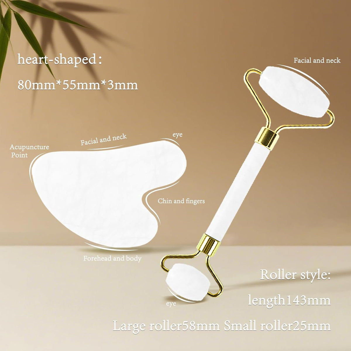 Natural Jade Roller & Gua Sha Set for Face, Facial Massager Tool for Skin Tightening, Anti-Aging