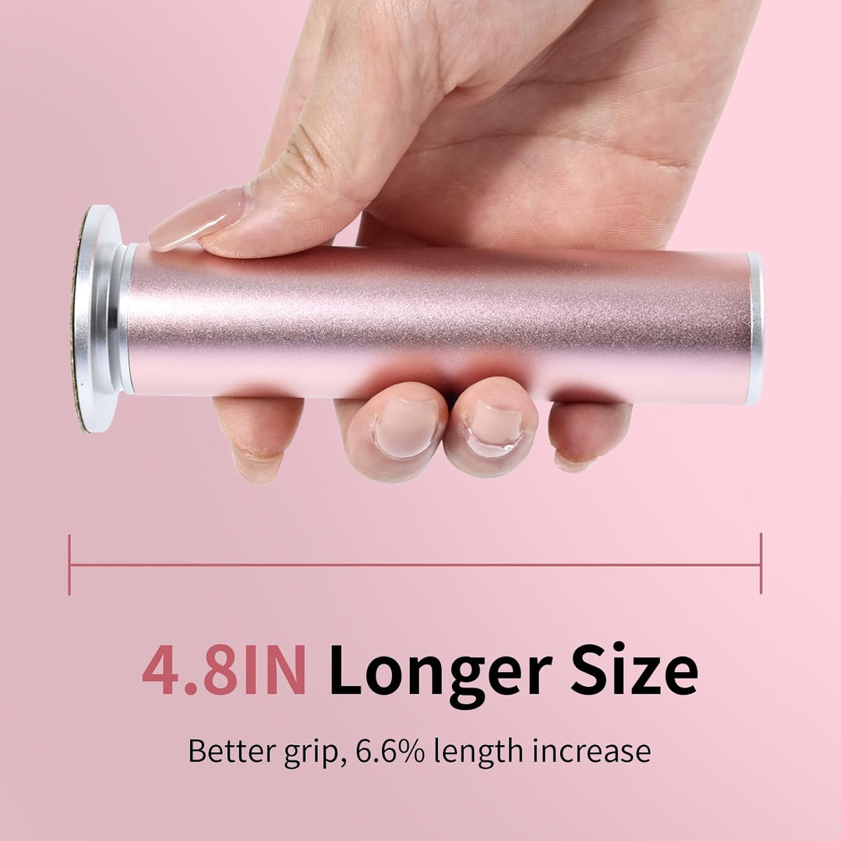 4.8IN Longer Electric Foot Callus Remover with 120pcs Sandpaper Discs, Professional Aluminum Callus