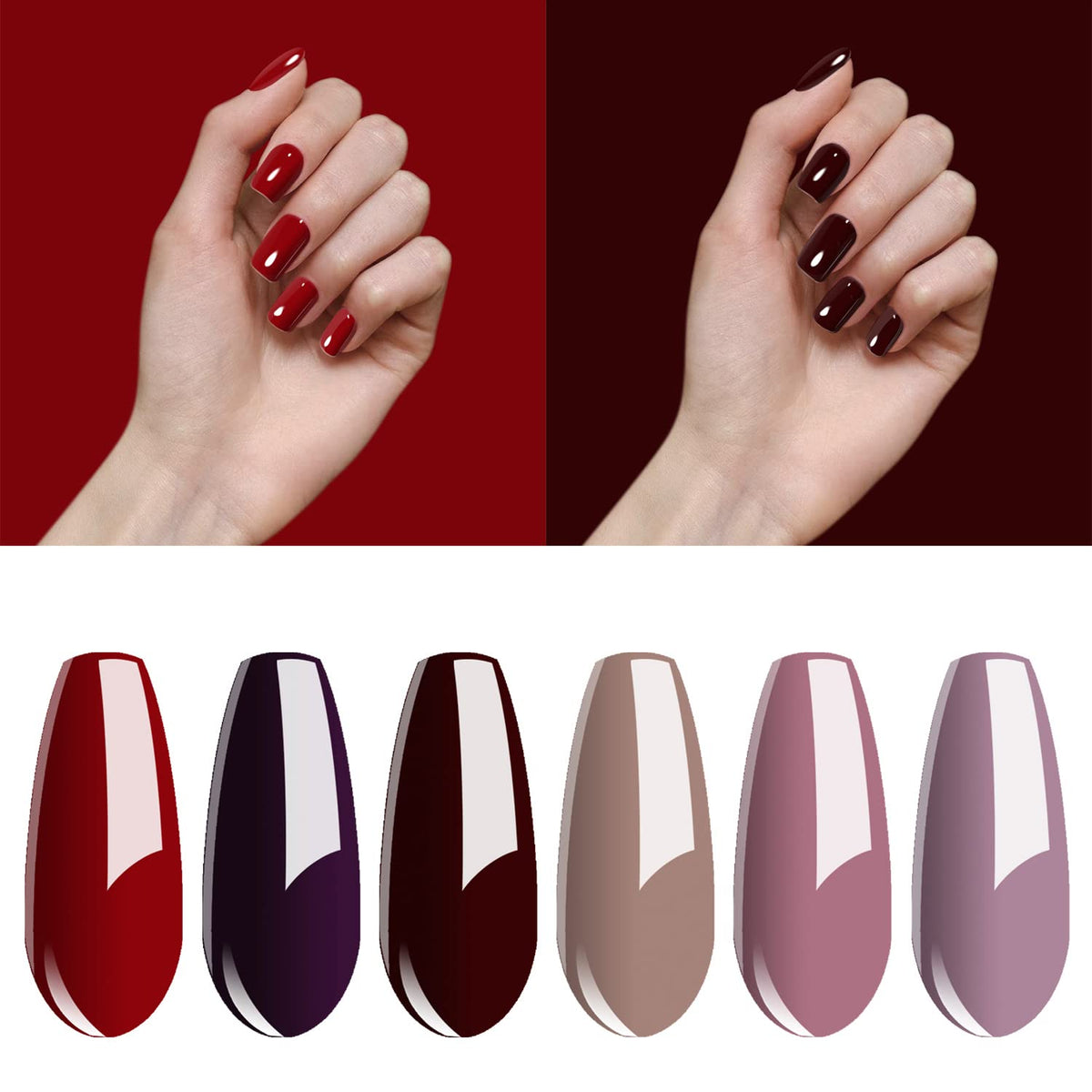 Gel Nail Polish Starter Kit - Vishine 6 Corals Colors Gel Polish Set Base Top Coat, 36W LED Nail