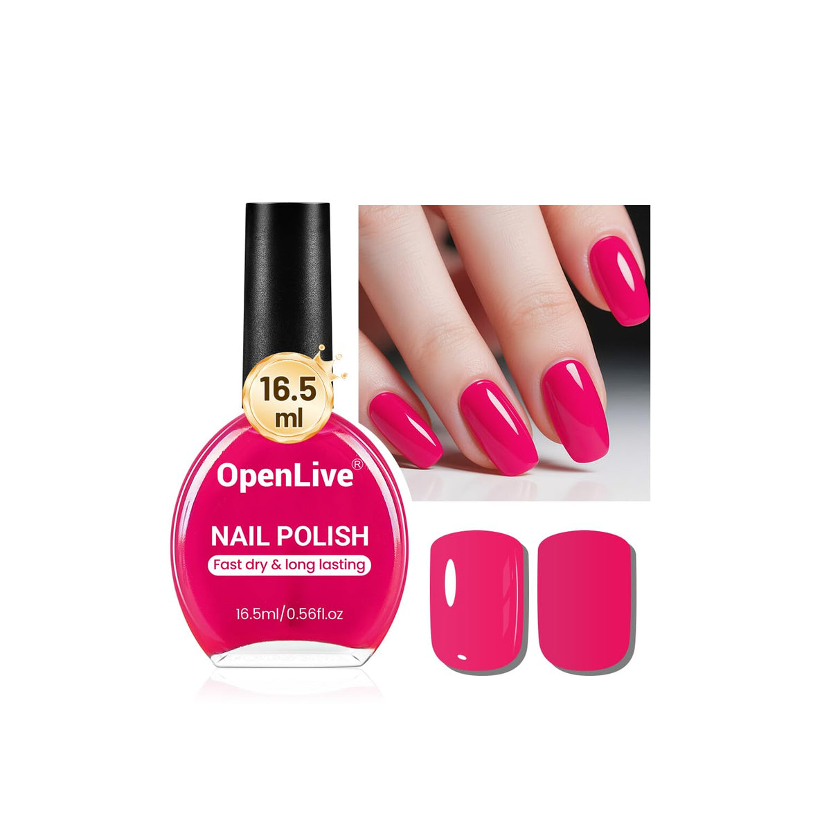 16.5ml Rose Pink Nail Polish Large Volume Quick Dry Nail Polish, Long Lasting Shine, Fingernail