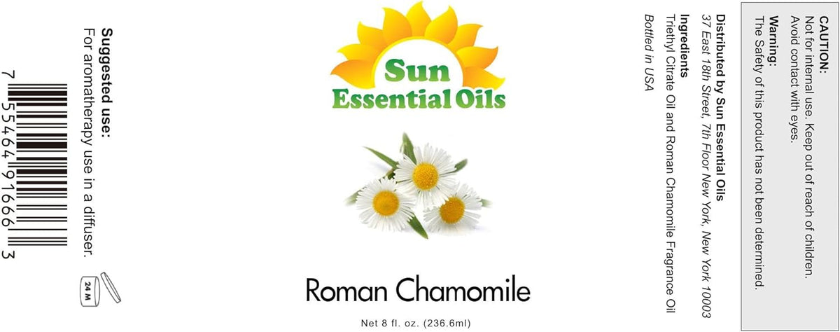 Sun Essential Oils - Roman Chamomile Essential Oil (8 oz) for Diffuser, Skin, Body, Face