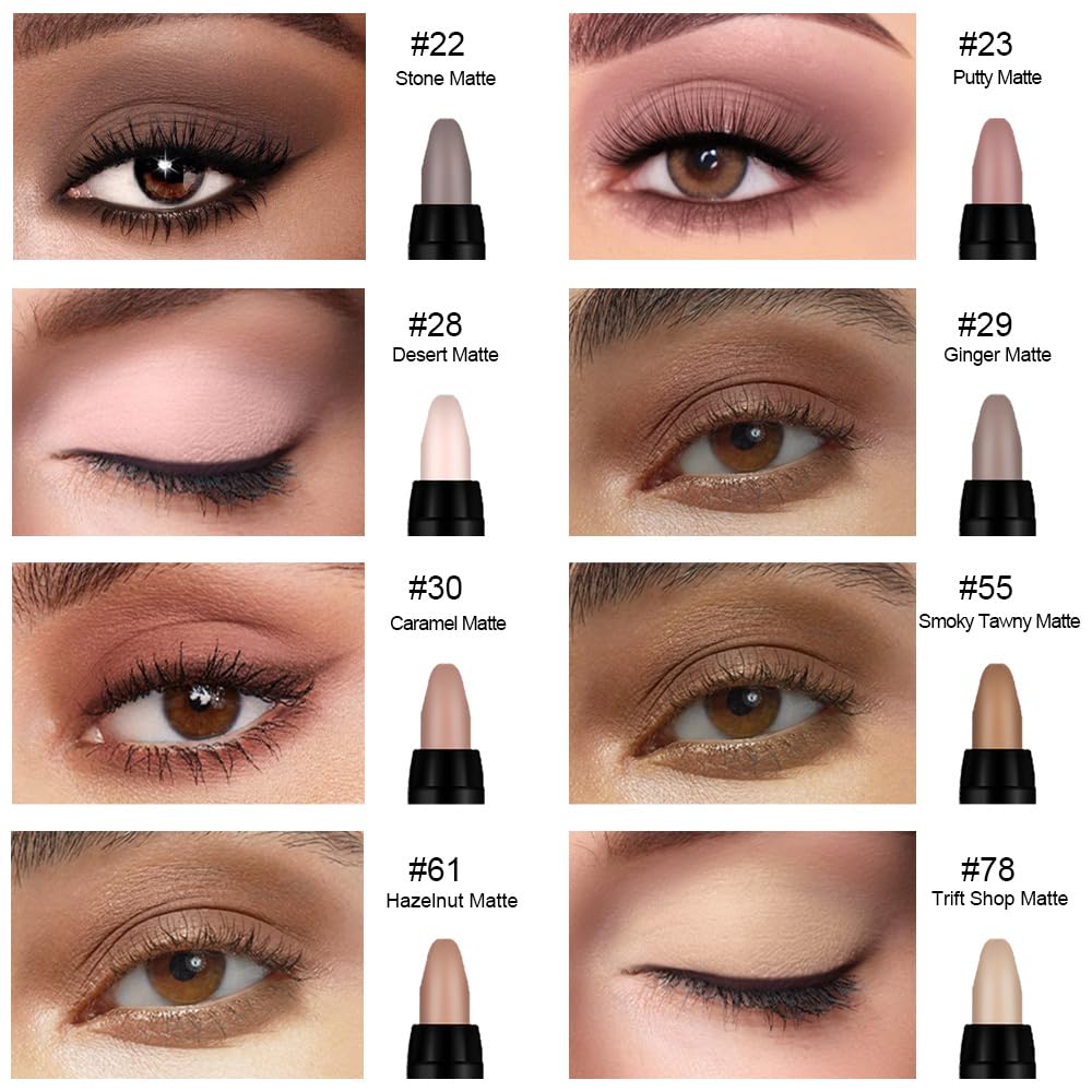 Kaely 8Pcs Cream Eye Shadow Sticks Set, Matte Eyeliner Pencil Eyeshadow Palette Makeup, Eye