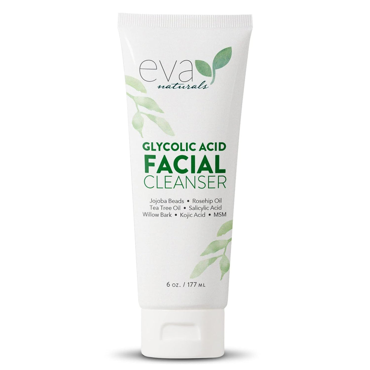 Eva Naturals Glycolic Acid Facial Cleanser – Exfoliating Face Wash with Salicylic Acid, Tea Tree &