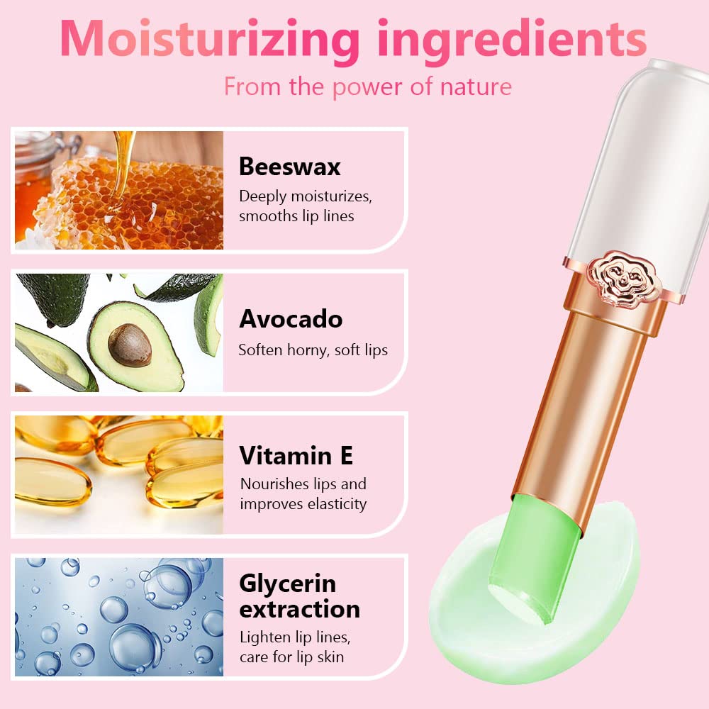 evpct 2Pcs Aloe Vera Tinted Lip Balms PH Lip Color Changing Lipstick Balm Stain Gift Set Queen for