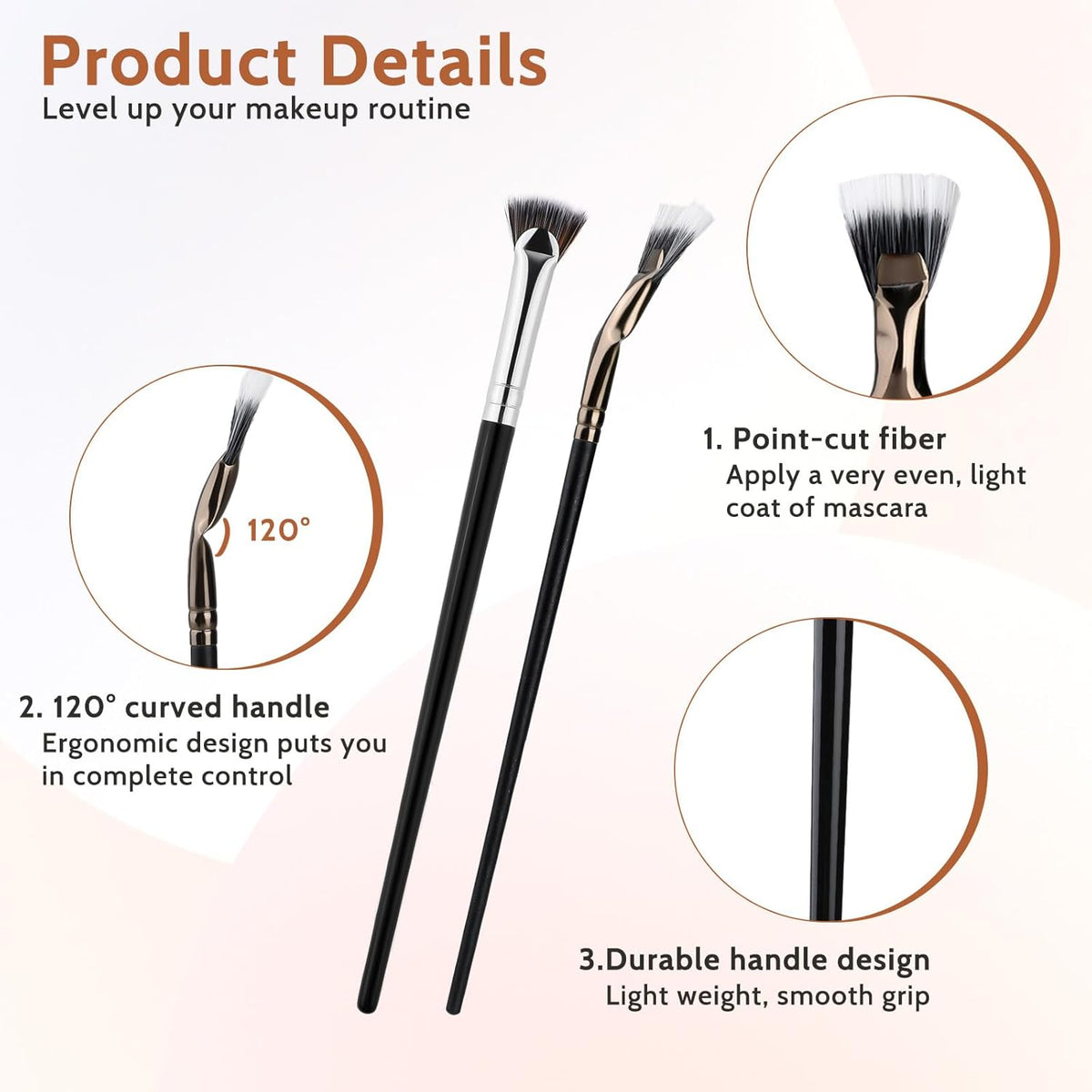 2Pcs Folding Angle Scalloped Lash Brush Multifunctional Fan Shaped Lashes Wand New Angled Eyelash