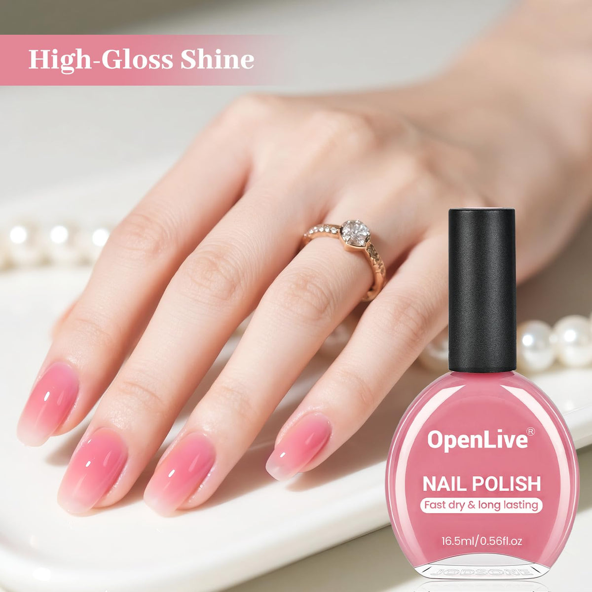 16.5ml Jelly Rose Pink Nail Polish Large Volume Quick Dry Nail Polish, Long Lasting Shine