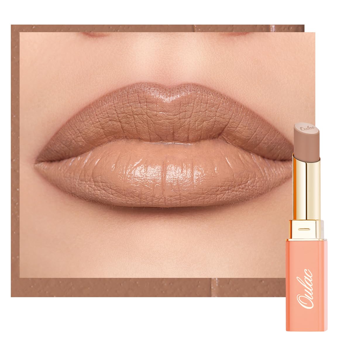 Oulac Color Rich Satin Lipstick - Nude Beige Full Coverage Lip Color, Creamy Silky-Smooth