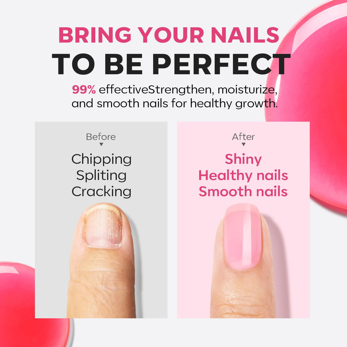 modelones Nail Strengthener Jelly Pink Nail Polish Repair 8-in-One Nail Ridge Filler Nail