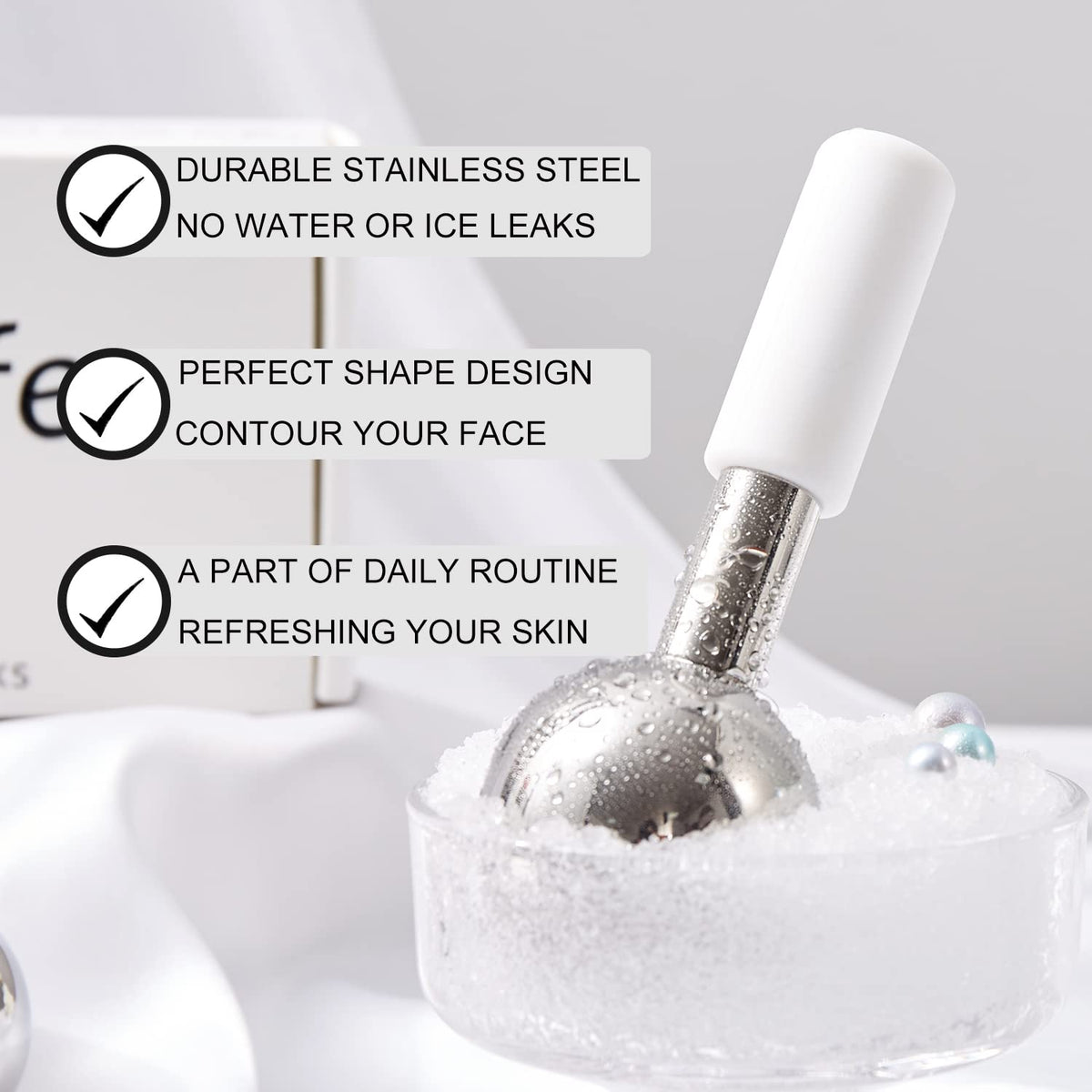 Ice Globes for Face & Eyes, Unbreakable Stainless Steel Cryo Sticks for Beauty Routines, Facials