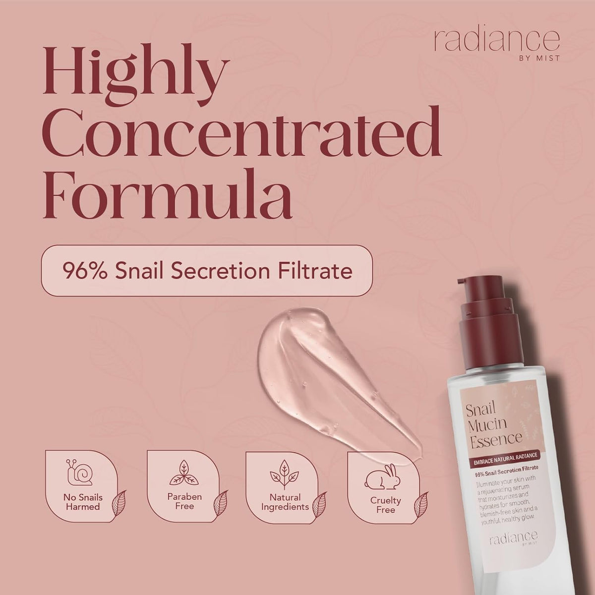Radiance Snail Mucin Serum with Advanced Snail 96% Mucin Power Essence, Korean Skin Care with
