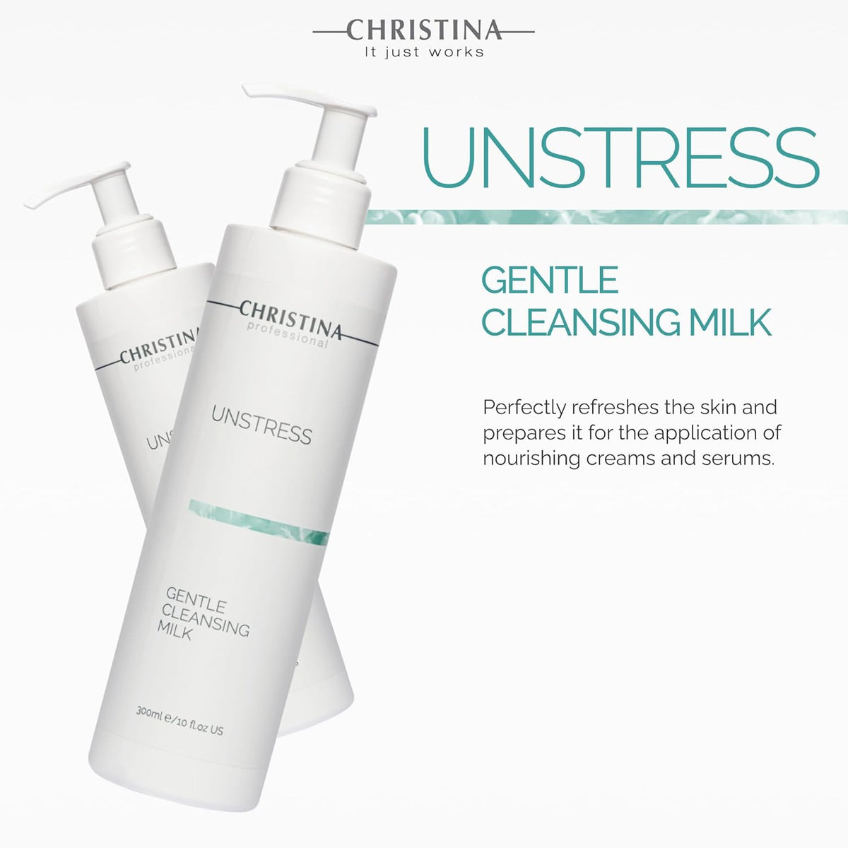 Christina - Unstress Gentle Cleansing Milk with Vitamin E | Smothing Refreshing milk Cleanser for