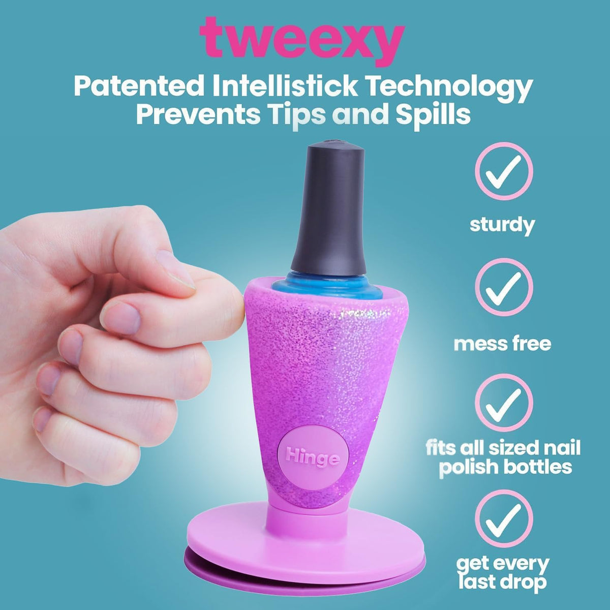 tweexy Hinge Untippable Nail Polish Bottle Holder | Anti-Spill Nail Polish Holder Stand, Tilted