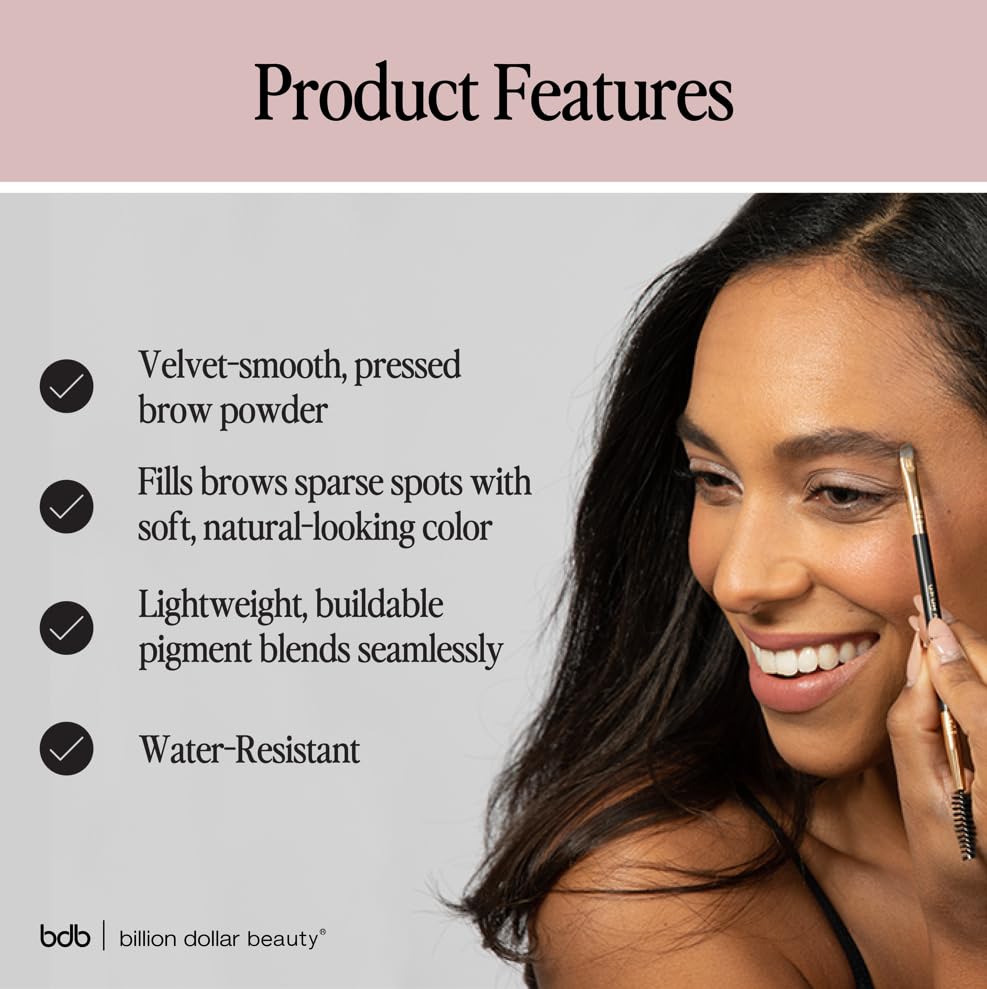 bdb Eyebrow Powder & Definer Brush - Long-Lasting, Fuller & Fluffier Brows, Spoolie for Precision