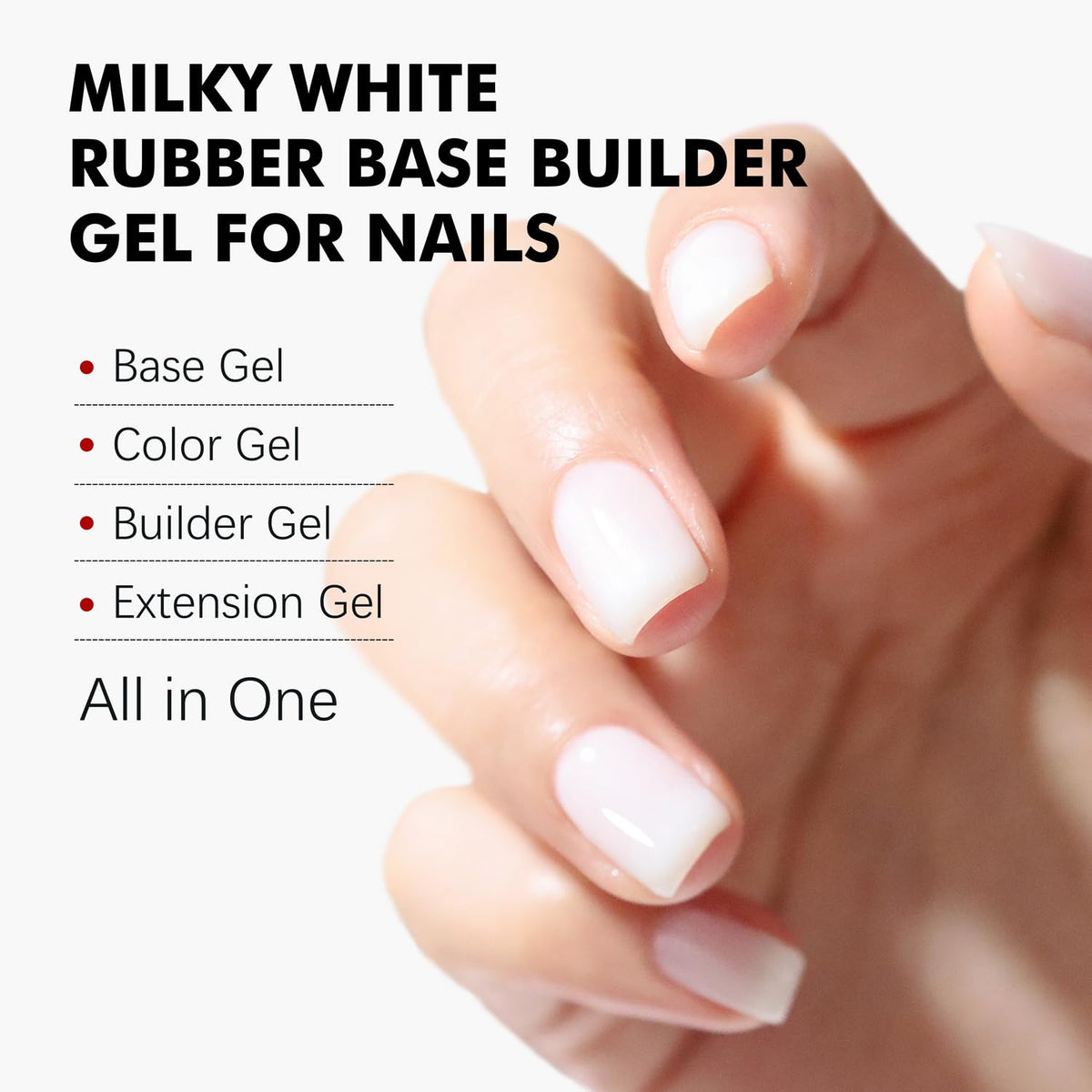 FZANEST Builder Gel for Nails, Milky White Gel Polish Rubber Base For Nails Strengthener Extension