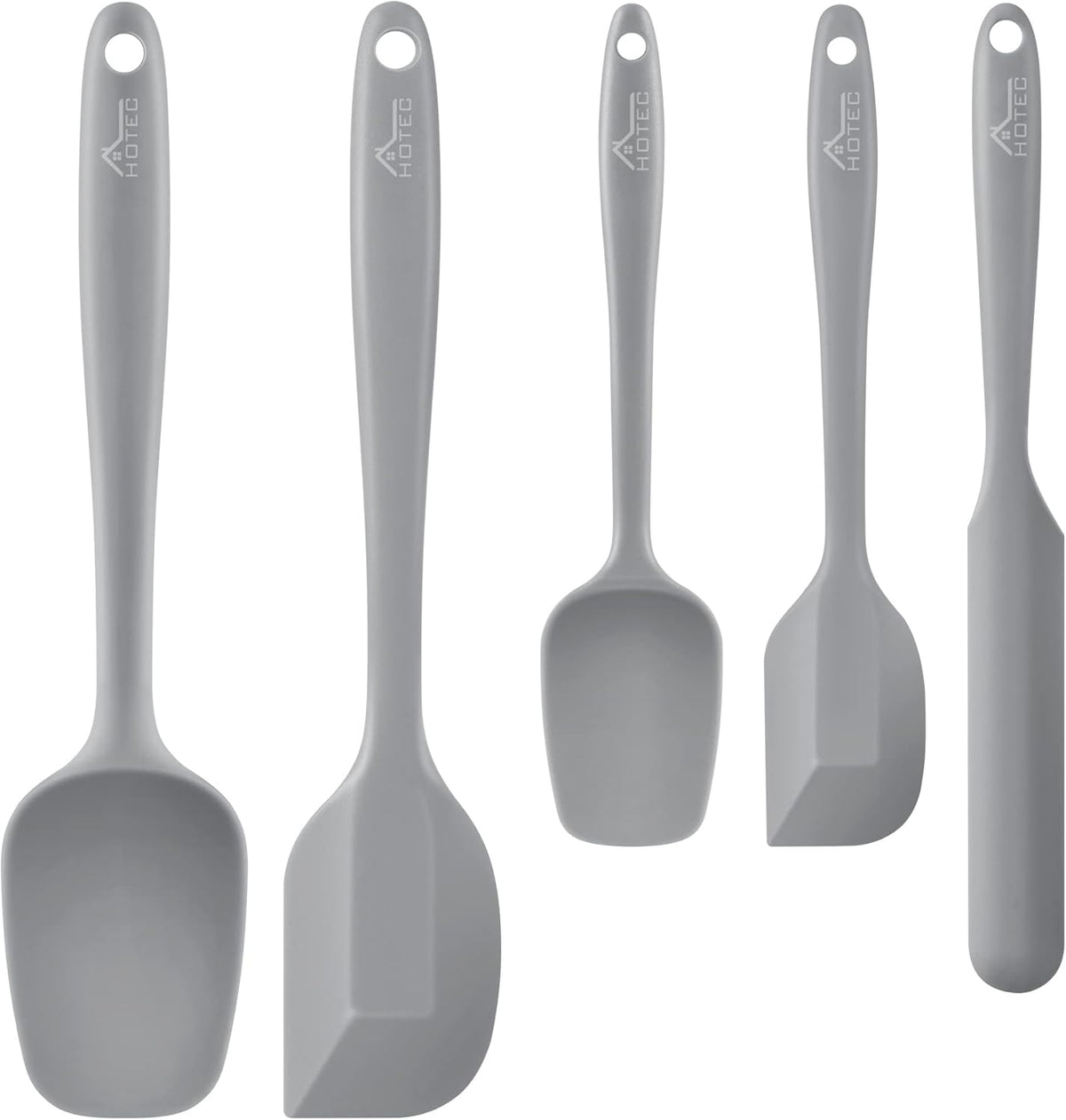 HOTEC 600℉ Heat Resistant BPA-Free Silicone Rubber Spatula Set,Kitchen Cooking Spatulas, Baking