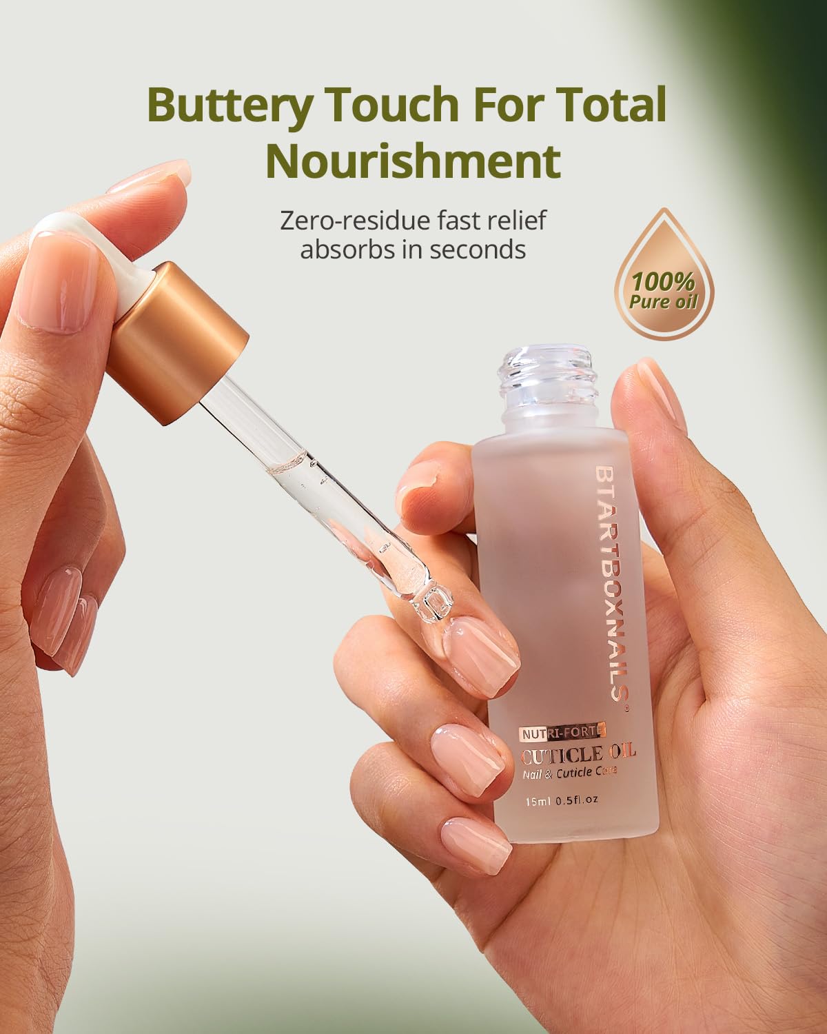 BTARTBOXNAILS Nutri-Forte Cuticle Oil - Pure Oil Formula with Olive Oil, Vitamin E, Squalane, Deep
