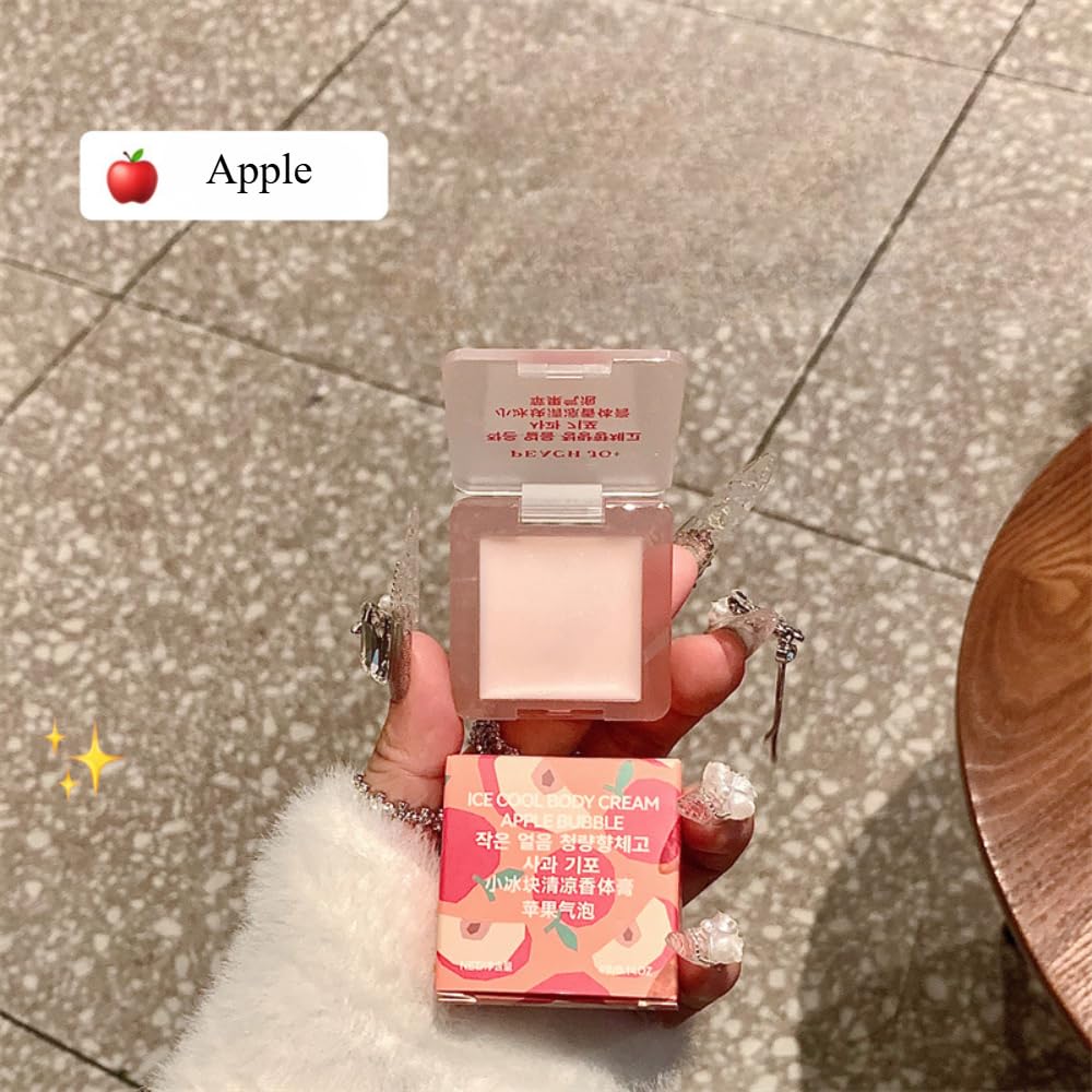 Mini Ice Cube Cooling Solid Perfume Balm - Refreshing Fruity Scent with Shimmer Highlighter