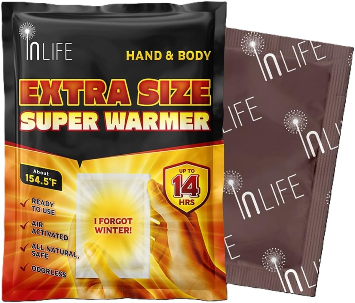 InLife Extra Size Super Warmer for Hands and Body, All Natural & Safe, Bigger & Wider Area Covered