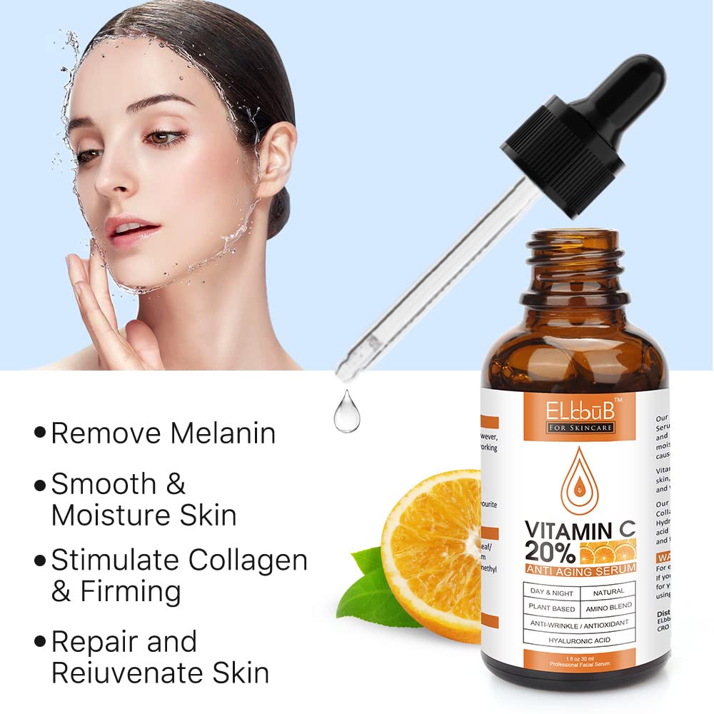 Premium 20% 𝐯𝐢𝐭𝐚𝐦𝐢𝐧 𝐜 𝐬𝐞𝐫𝐮𝐦 - (2PACK) with Hyaluronic Acid, Retinol & Amino Acids