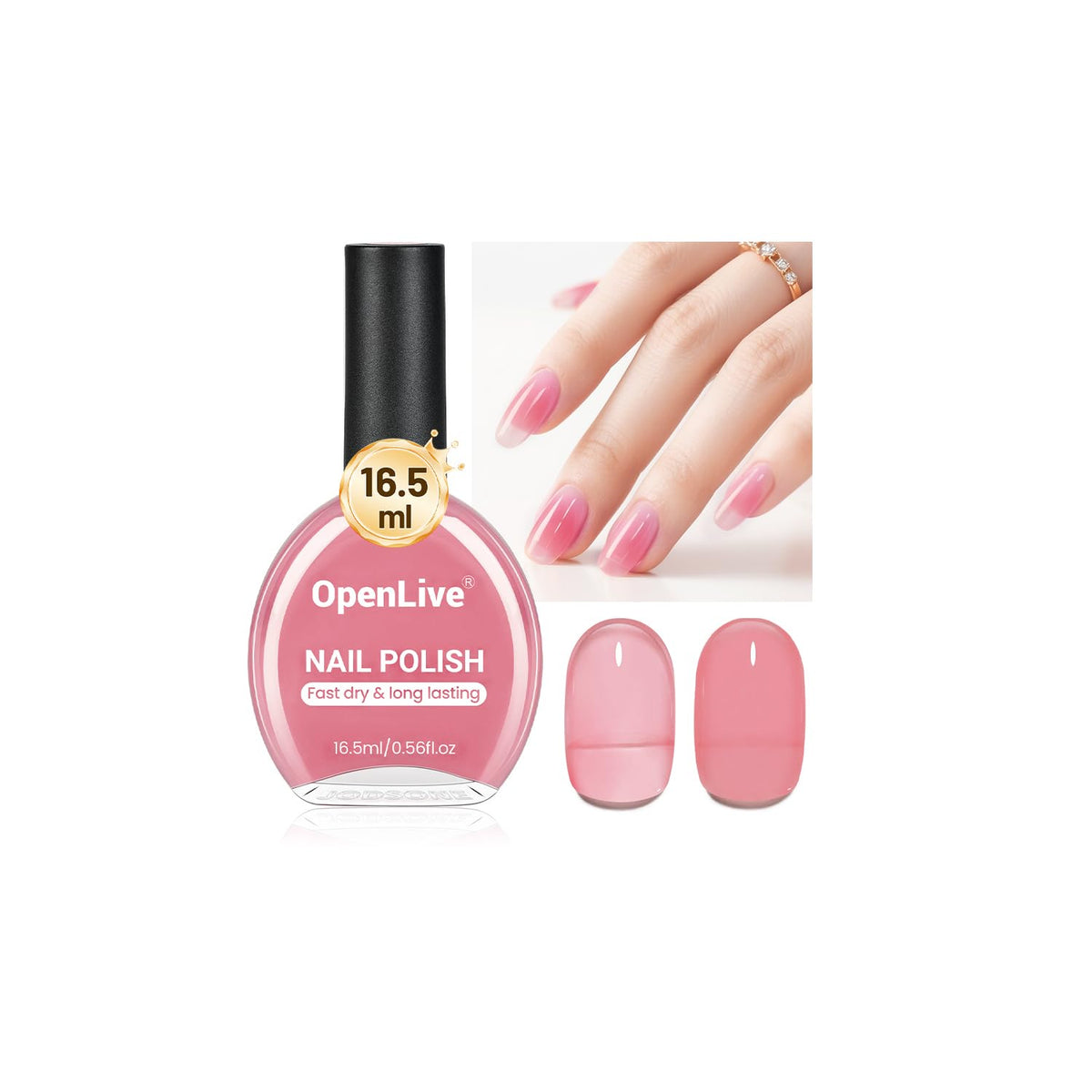 16.5ml Jelly Rose Pink Nail Polish Large Volume Quick Dry Nail Polish, Long Lasting Shine