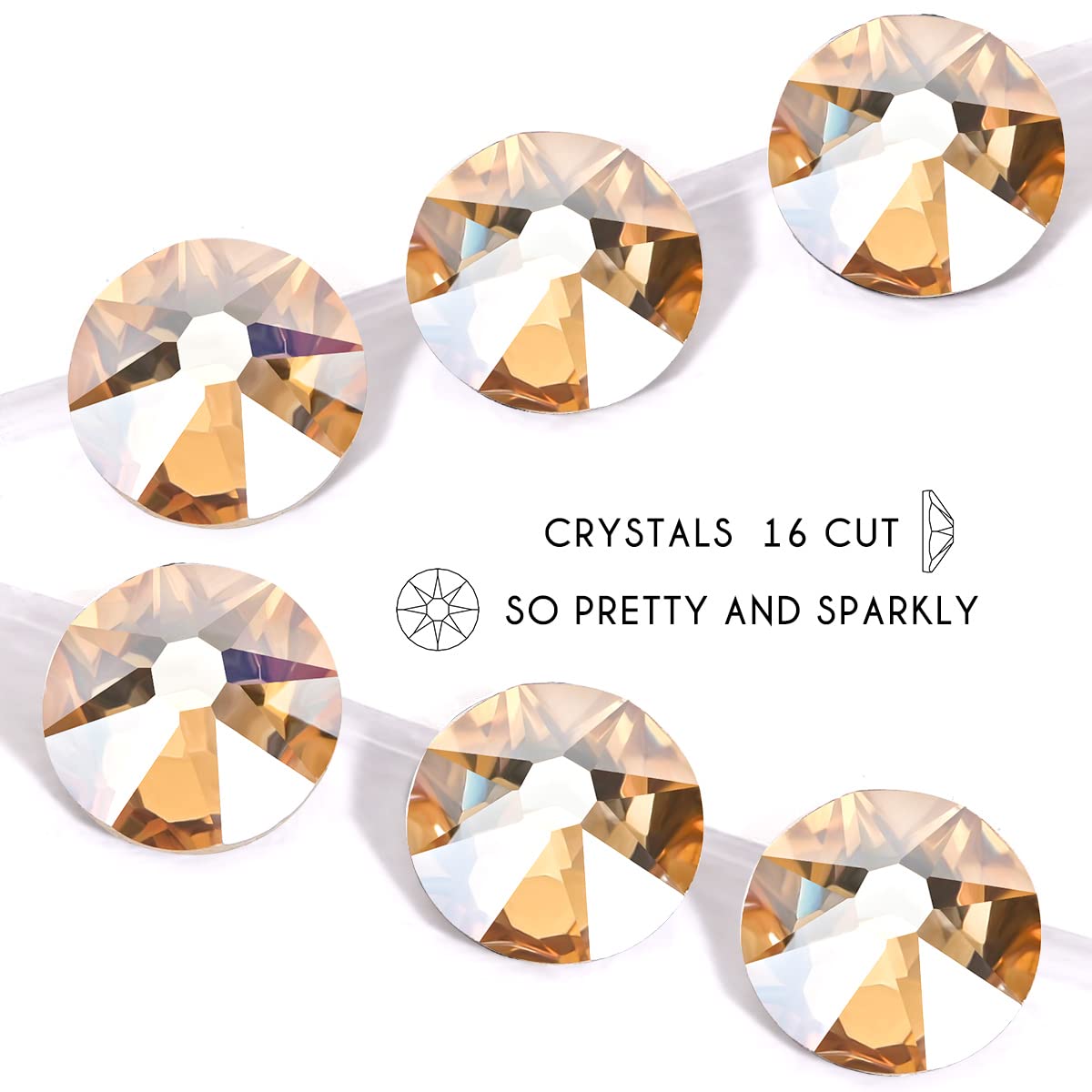 Novani Golden Shadow Rhinestones 1440pcs Flat Back Round Rhinestone Style 2088 Sparkly Crystal