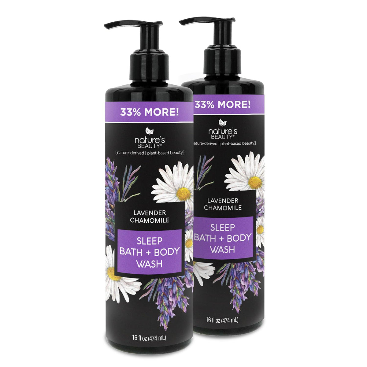 Nature's Beauty Lavender Chamomile Sleep Body Wash for Women Multi-Pack- Gentle Bath + Body