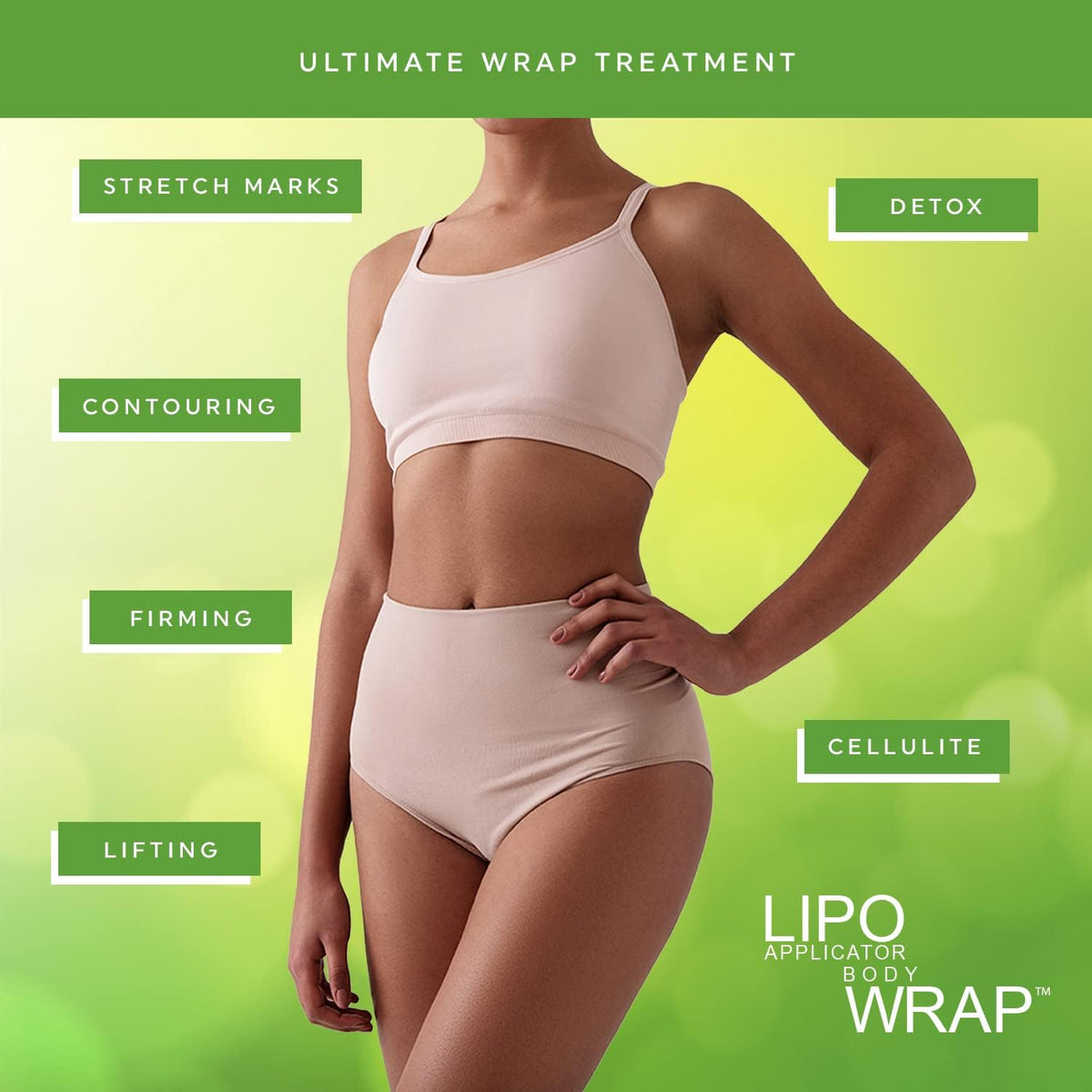 Ultimate Body Wrap with Guarana, Green Tea, and Seaweed Works for Stomach Belly Legs Arms Abdomen.