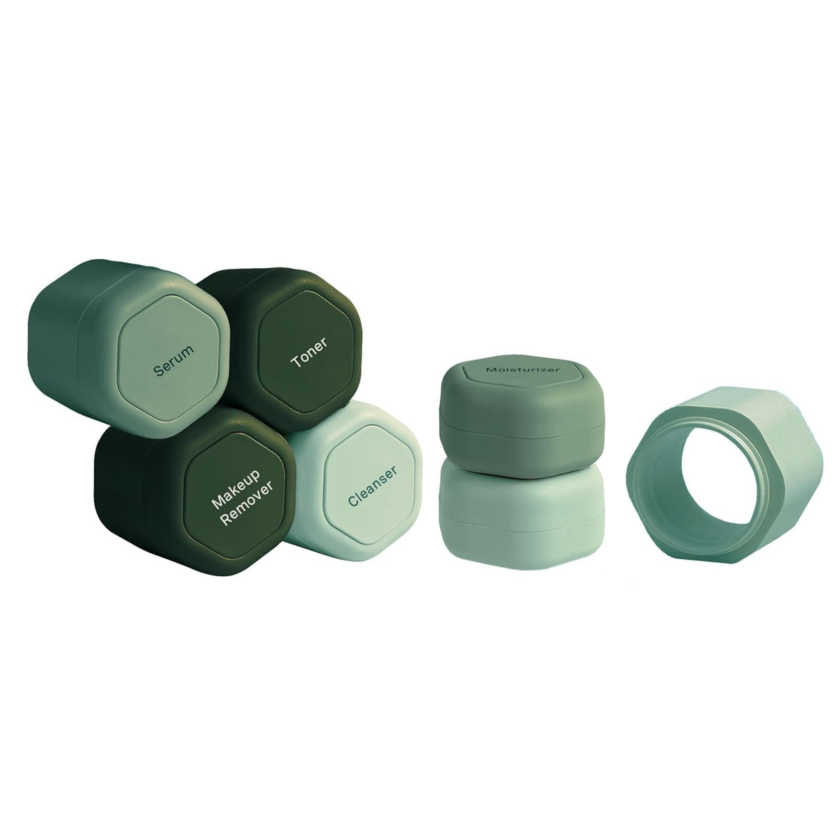 Cadence Travel Containers - Full Skincare Set - Magnetic Containers with Lids,Carry On Travel