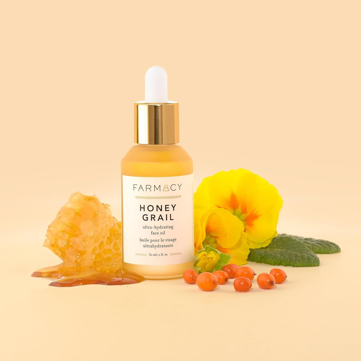 Farmacy Hydrating Face Oil - Honey Grail Nourishing Oil for Skin & Hair - Infused with Sea