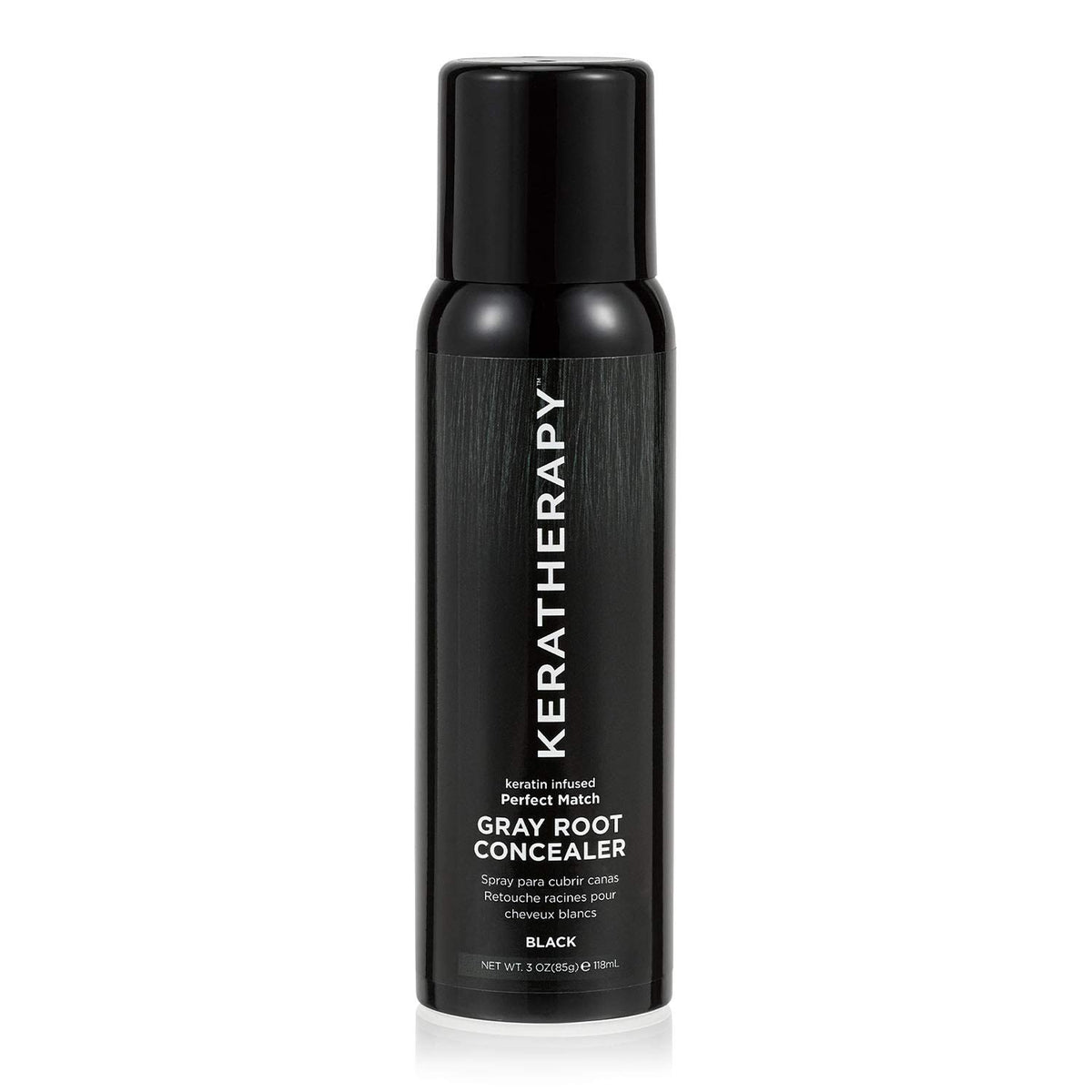 Keratherapy Keratin Infused Perfect Match Gray Root Concealer Spray, Black, 3 oz, 118 ml - Root