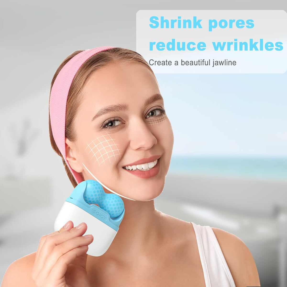 Leeshine Ice Roller for Face and Eyes - Facial Skin Care Tools with 2 in 1 Massage Roller and