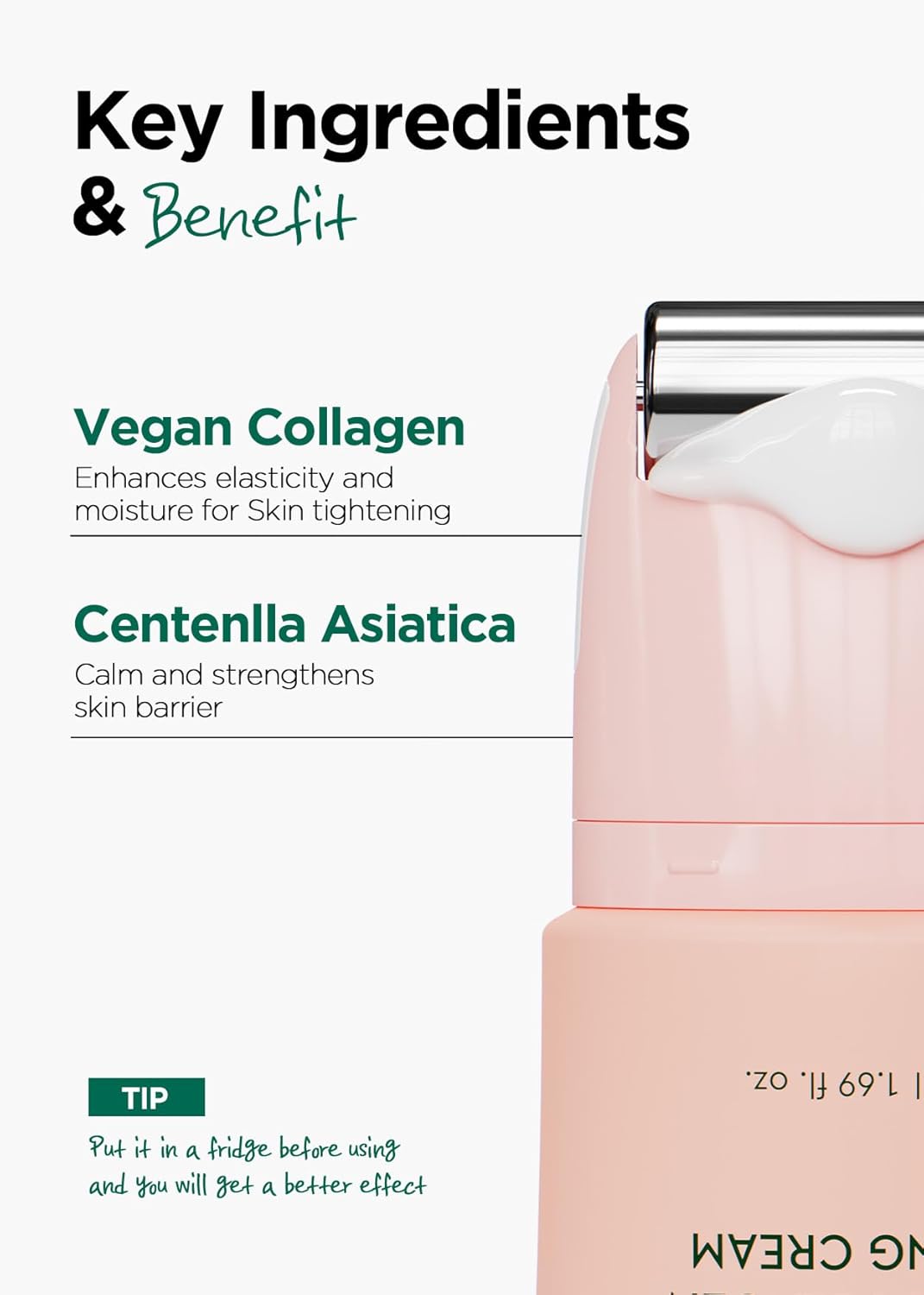 Bewants gua sha neck cream roller, korean neck cream with massage roller, rapid lift neck serum